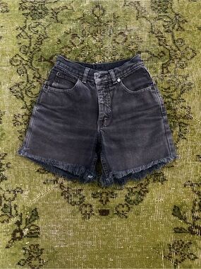 Vintage Calvin Klein Black Washed Denim Frayed Hem Shorts